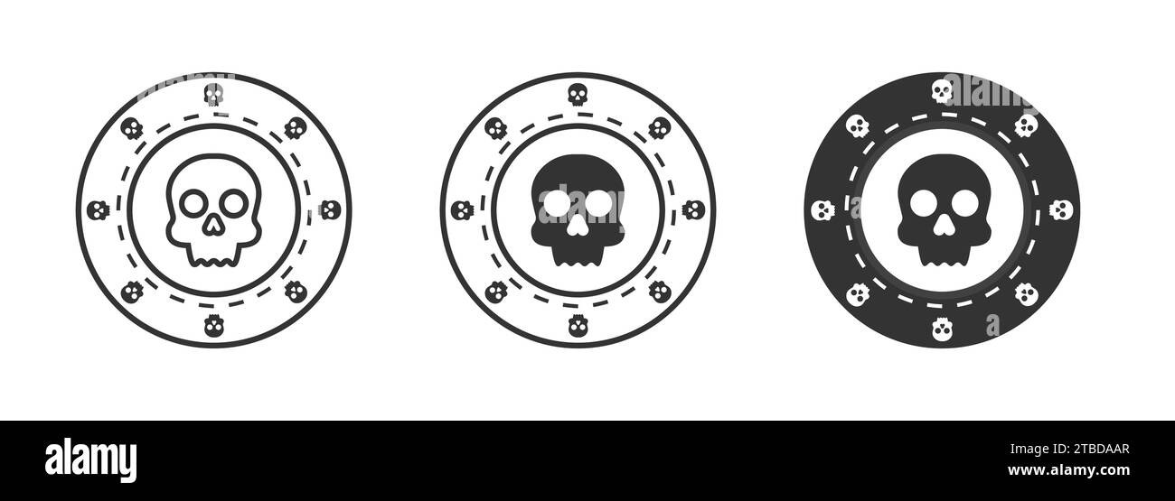 Casino-Chip mit Skull-Zeichen. Vektorabbildung Stock Vektor