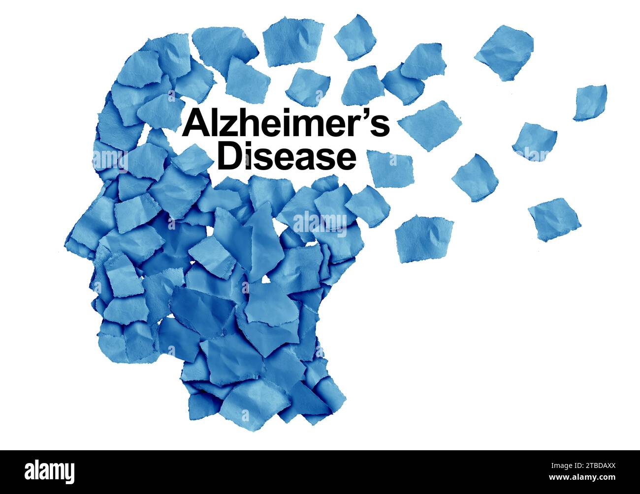Alzheimer-Krankheit als kognitiver Rückgang als degenerative Demenz-Gehirnerkrankung, die zu Gedächtnisverlust als neurologisches Symbol für das Altern des Geistes führt Stockfoto