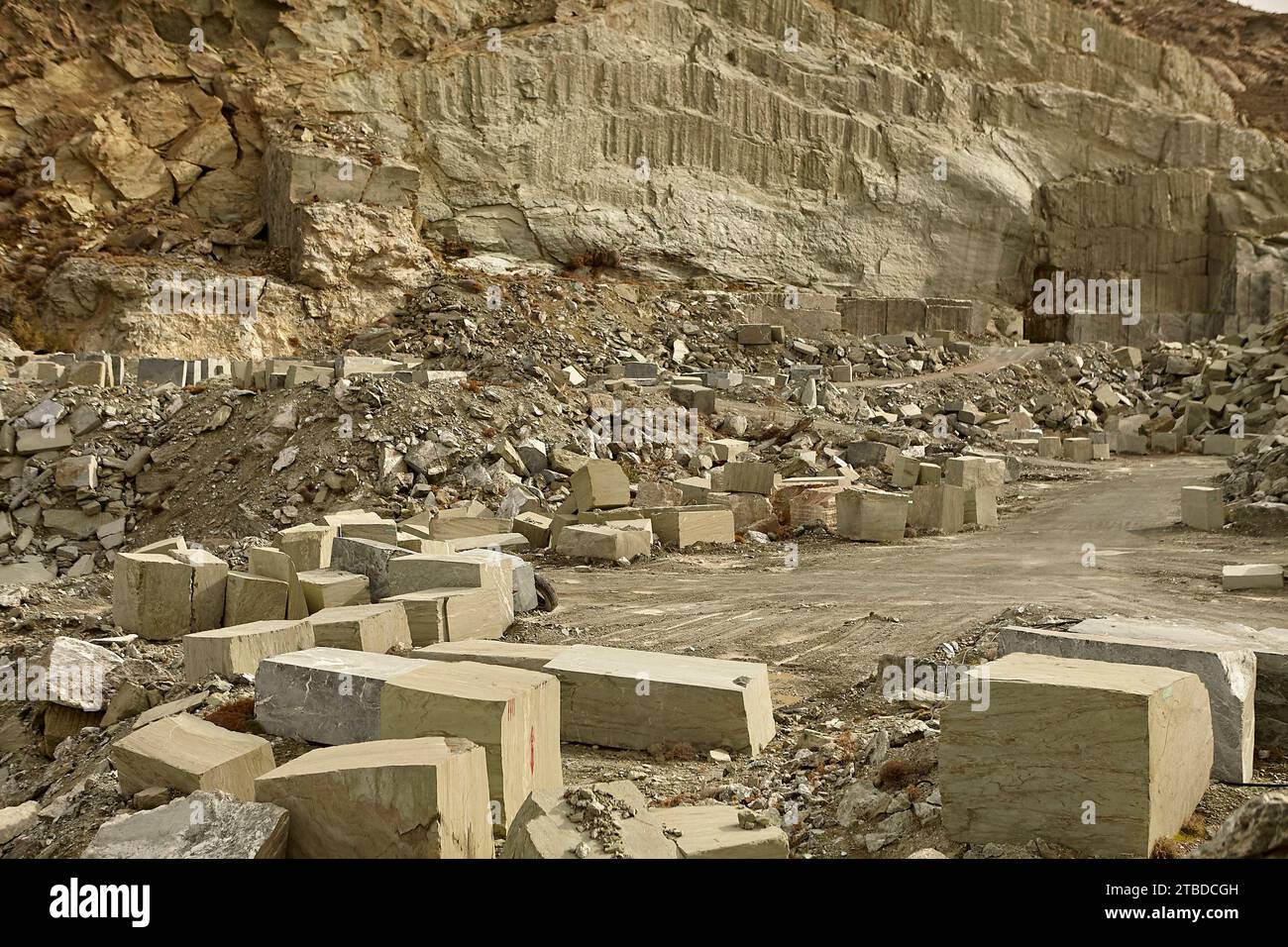 Tinos Marmor Mine Steinbruch Stockfoto
