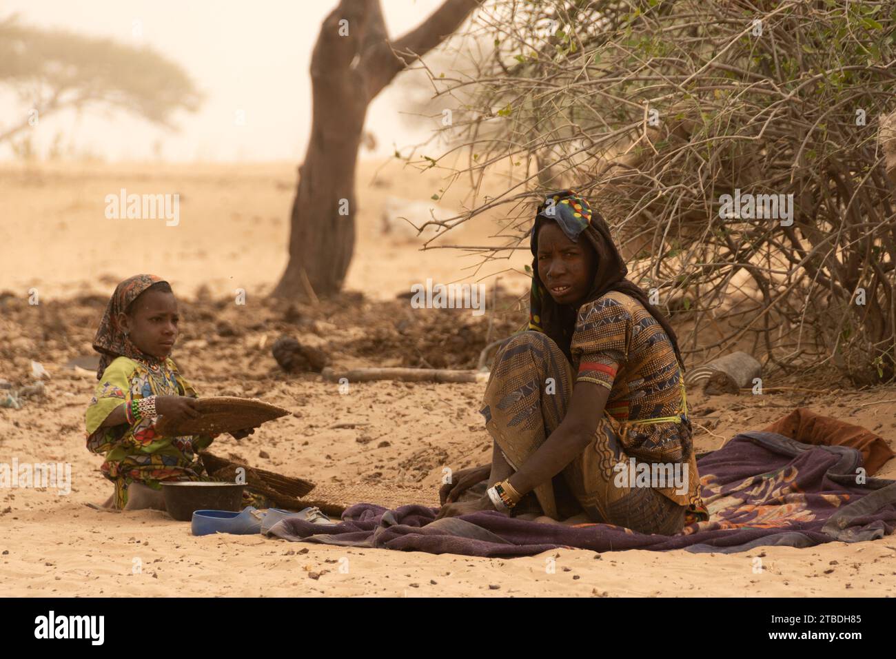 fulani-Frauen in der sahelzone, im tschad, afrika Stockfoto