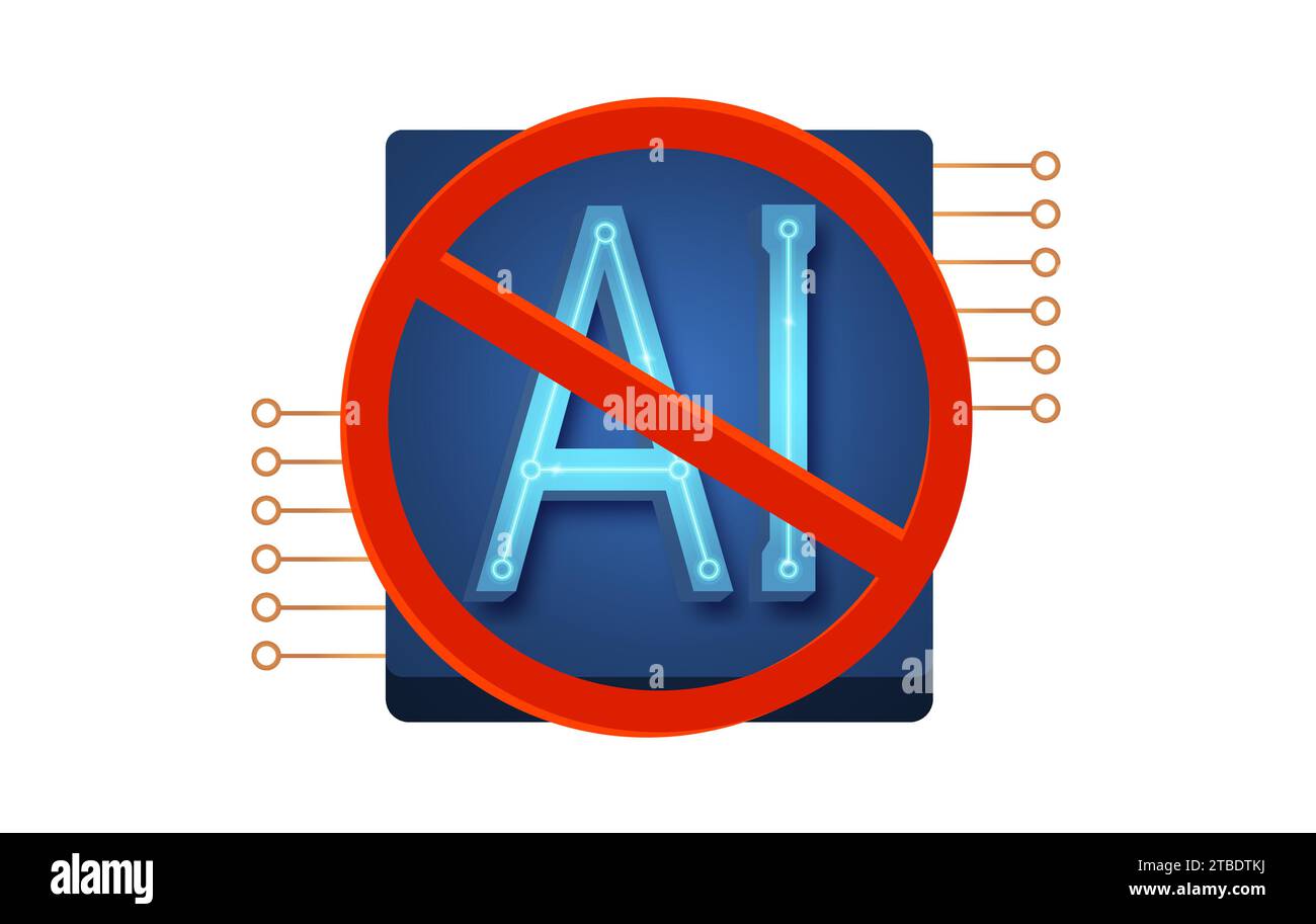 Vektorsymbol für Stop Sing für künstliche Intelligenz. Künstliche Intelligenz stoppen. Stock Vektor