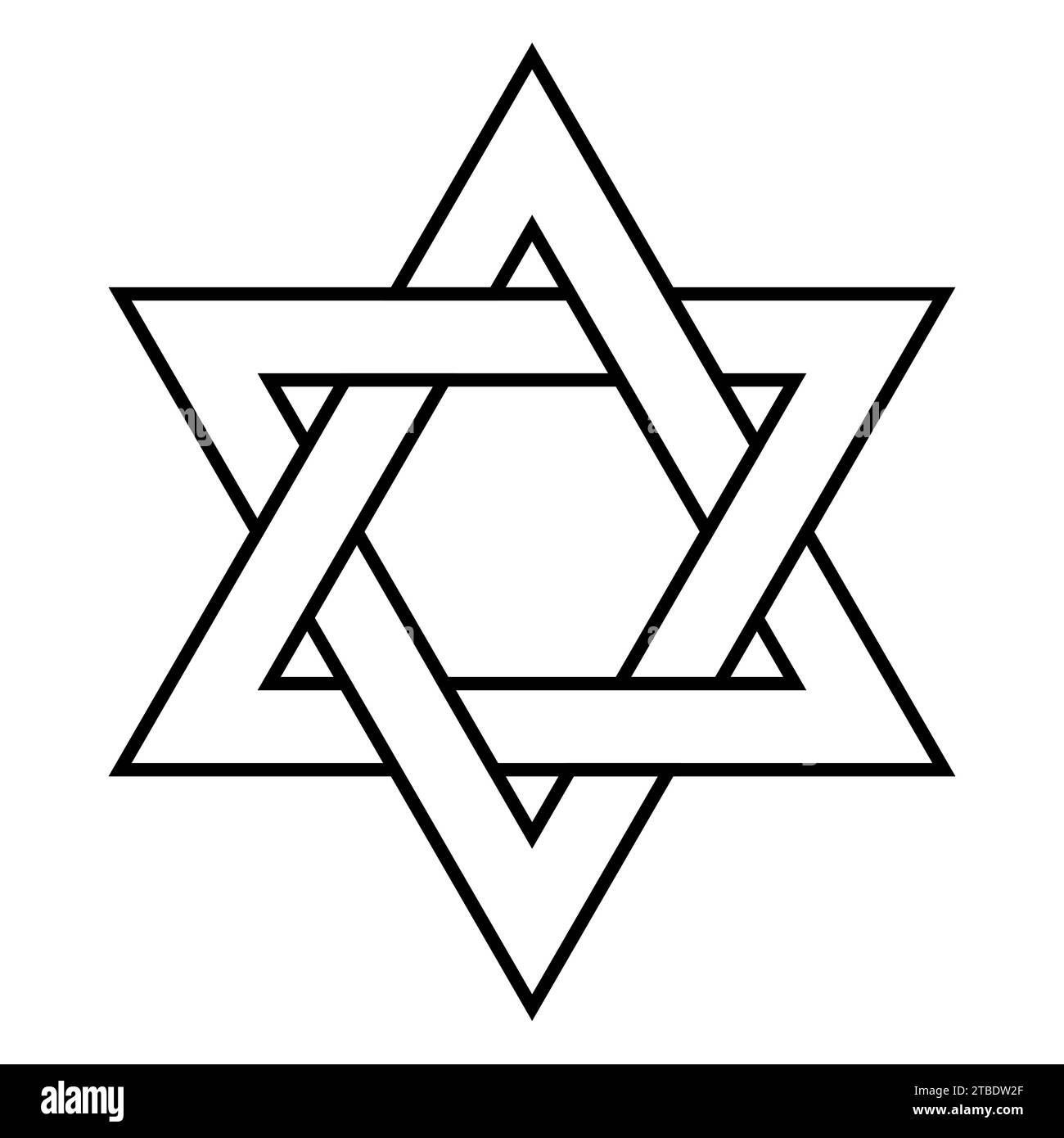 Star of David - jüdisches Sternsymbol, schwarz-weiße Vektorillustration des Hexagramms Stock Vektor
