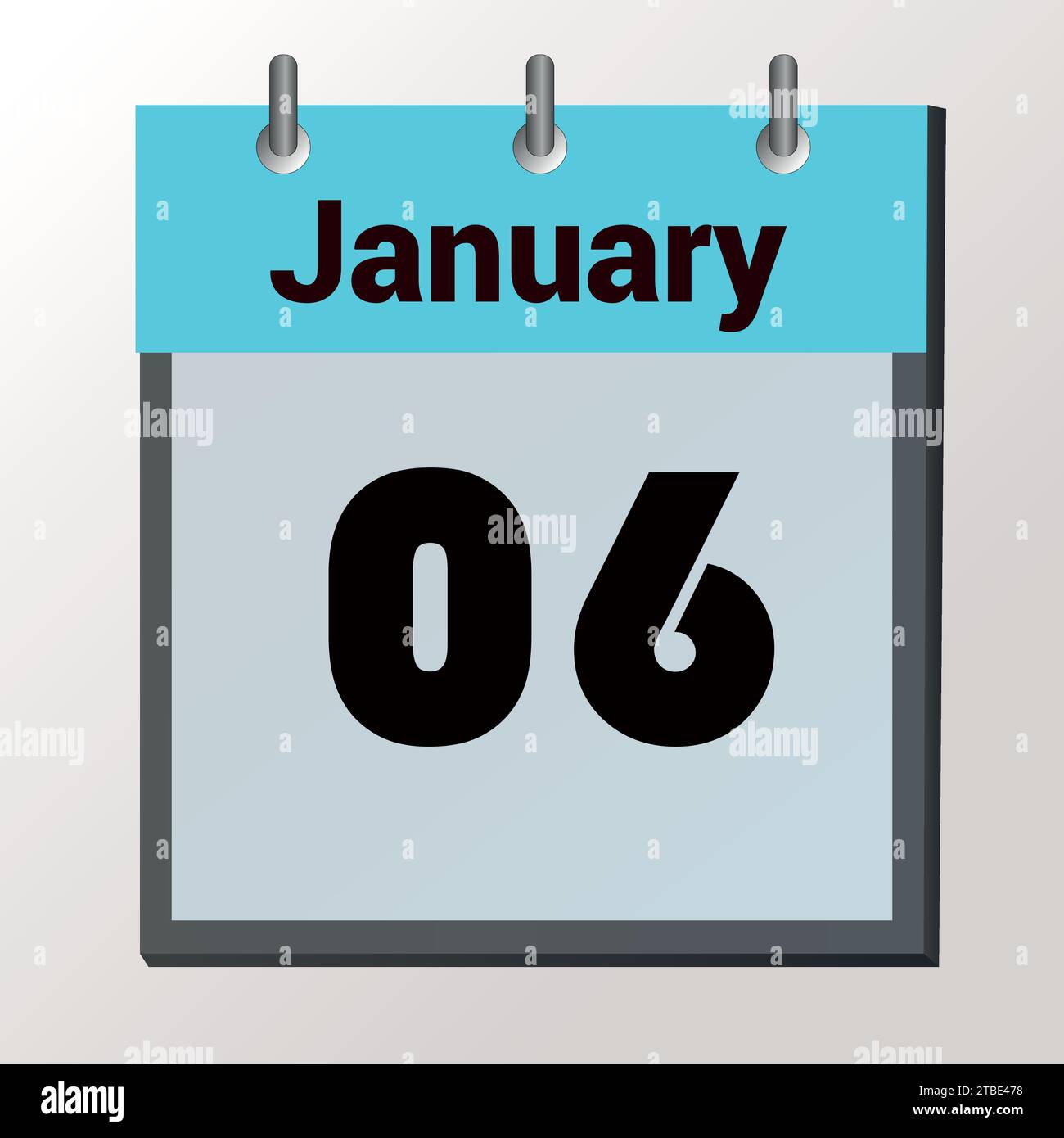 Tag im Kalender, Vektorbildformat, Januar 06 Stock Vektor
