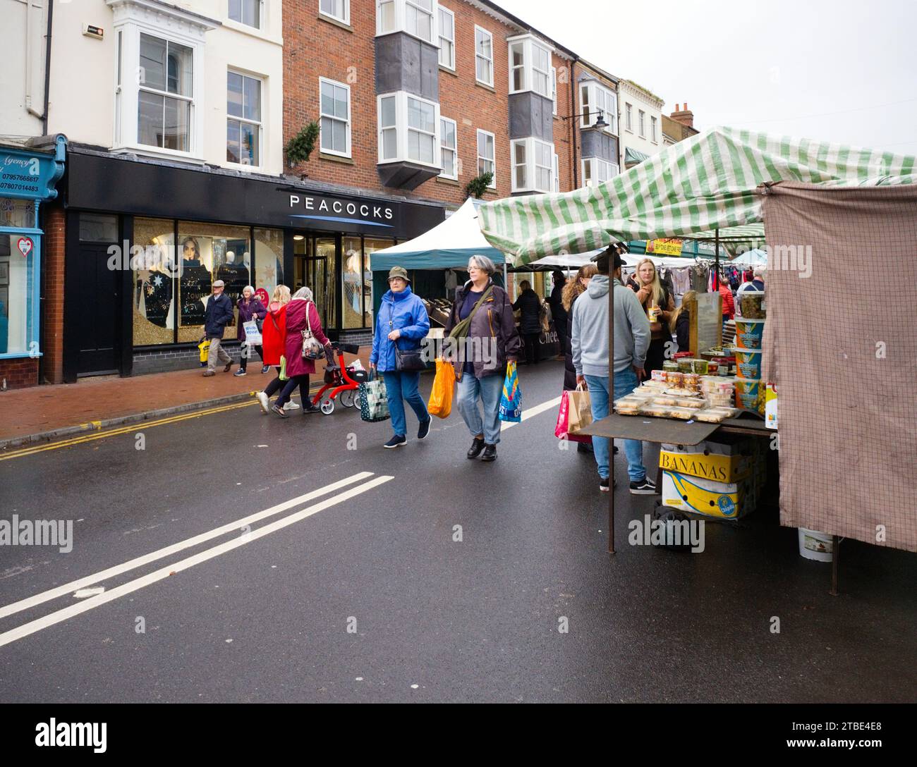 Donnerstag ist Markttag in Driffield, Yorkshire Stockfoto