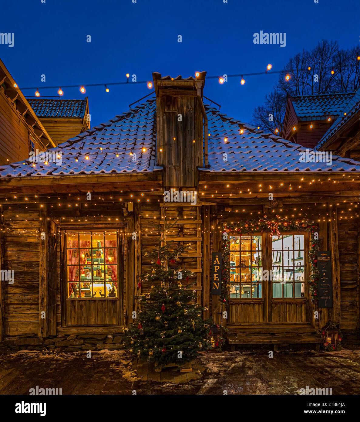 Weihnachten in Bergen, Westnorwegen Stockfoto