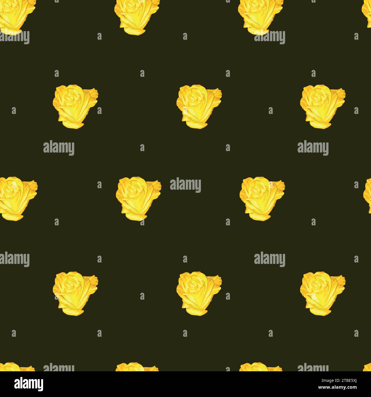 Nahtloses Muster von gelben Rosenknospen auf braunem Hintergrund Stock Vektor