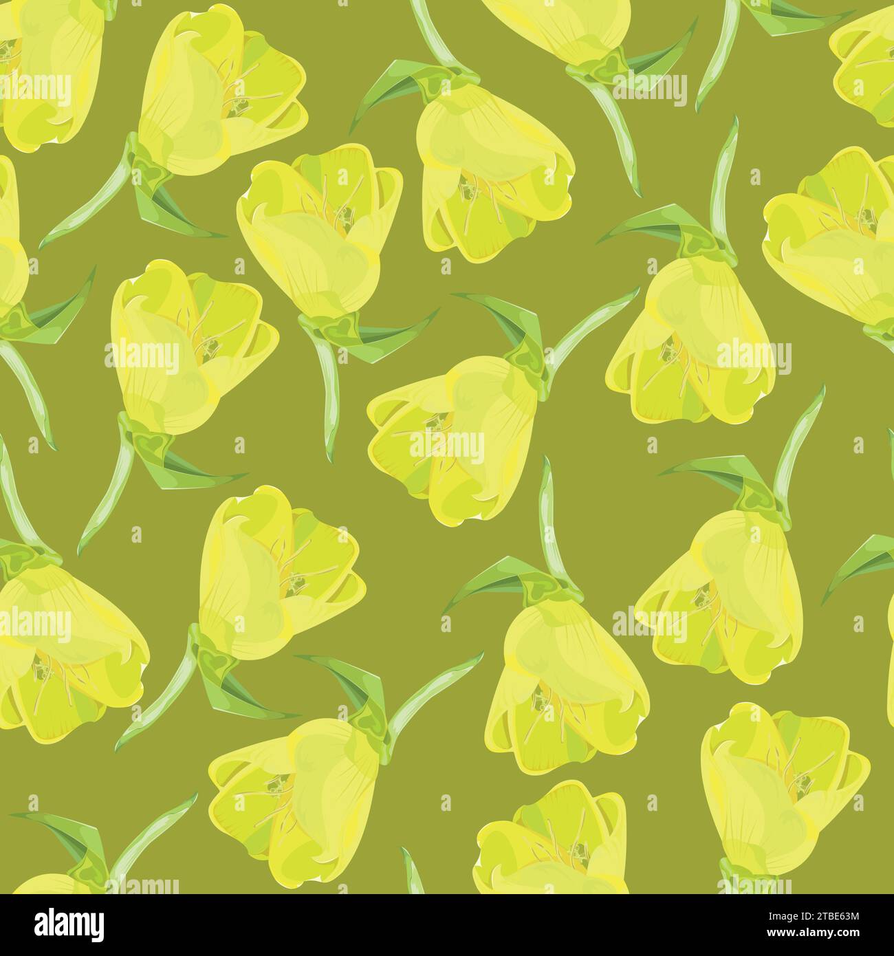 Nahtloses Muster mit gelben Blumengellknospen auf khakifarbenem Hintergrund Stock Vektor