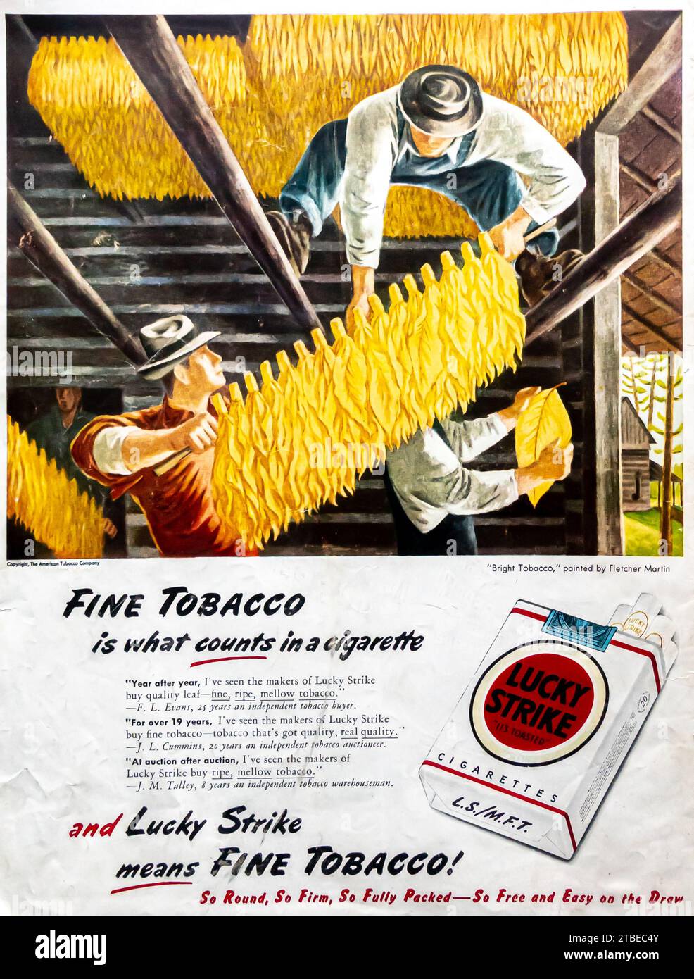 1947 Lucky Strike Ad Fletcher Martin Malerei Stockfoto