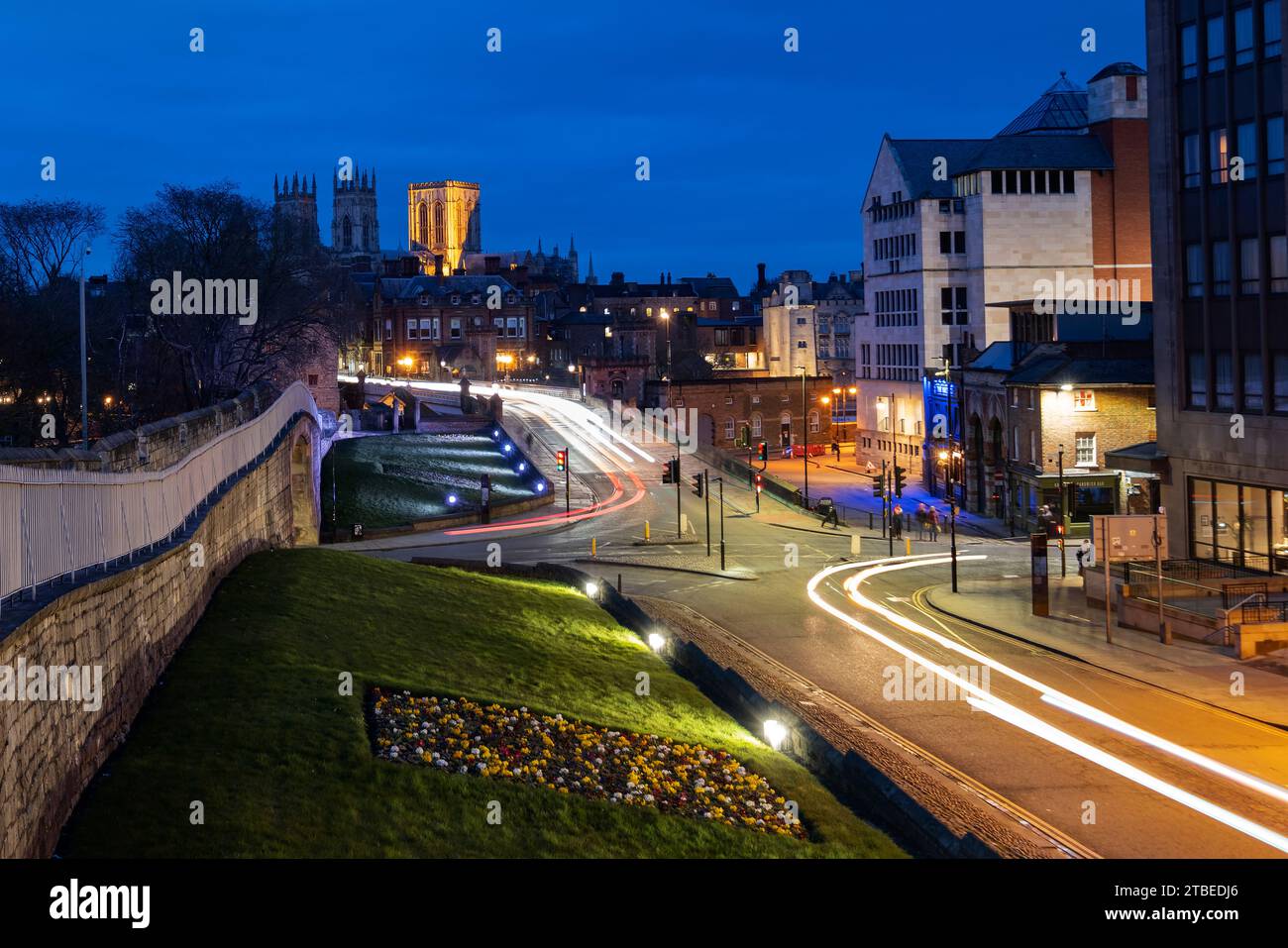 York City mit York Minster im Hintergrund, von den Wänden Stockfoto