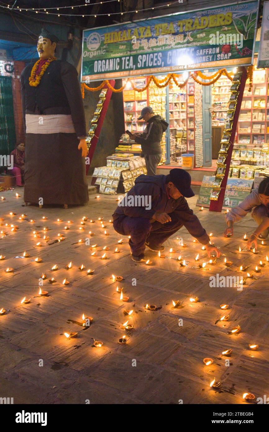 Nepal, Kathmandu, Tihar Festival, Lichter, Beleuchtung, Stockfoto
