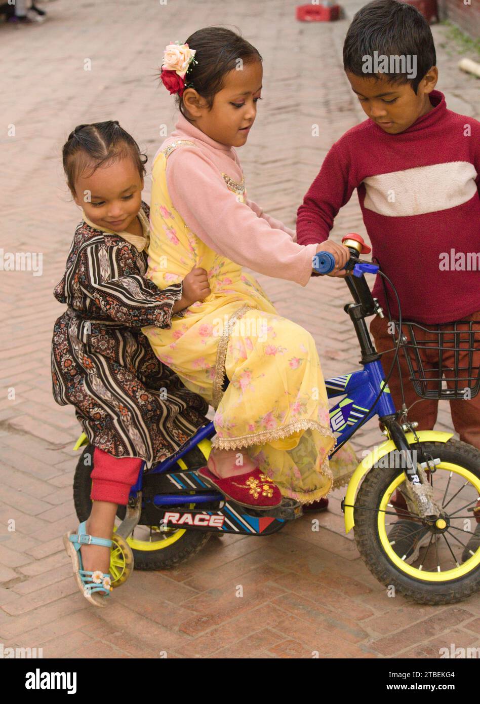 Nepal, Kathmandu, Tihar Festival, Kinder, Menschen, Stockfoto