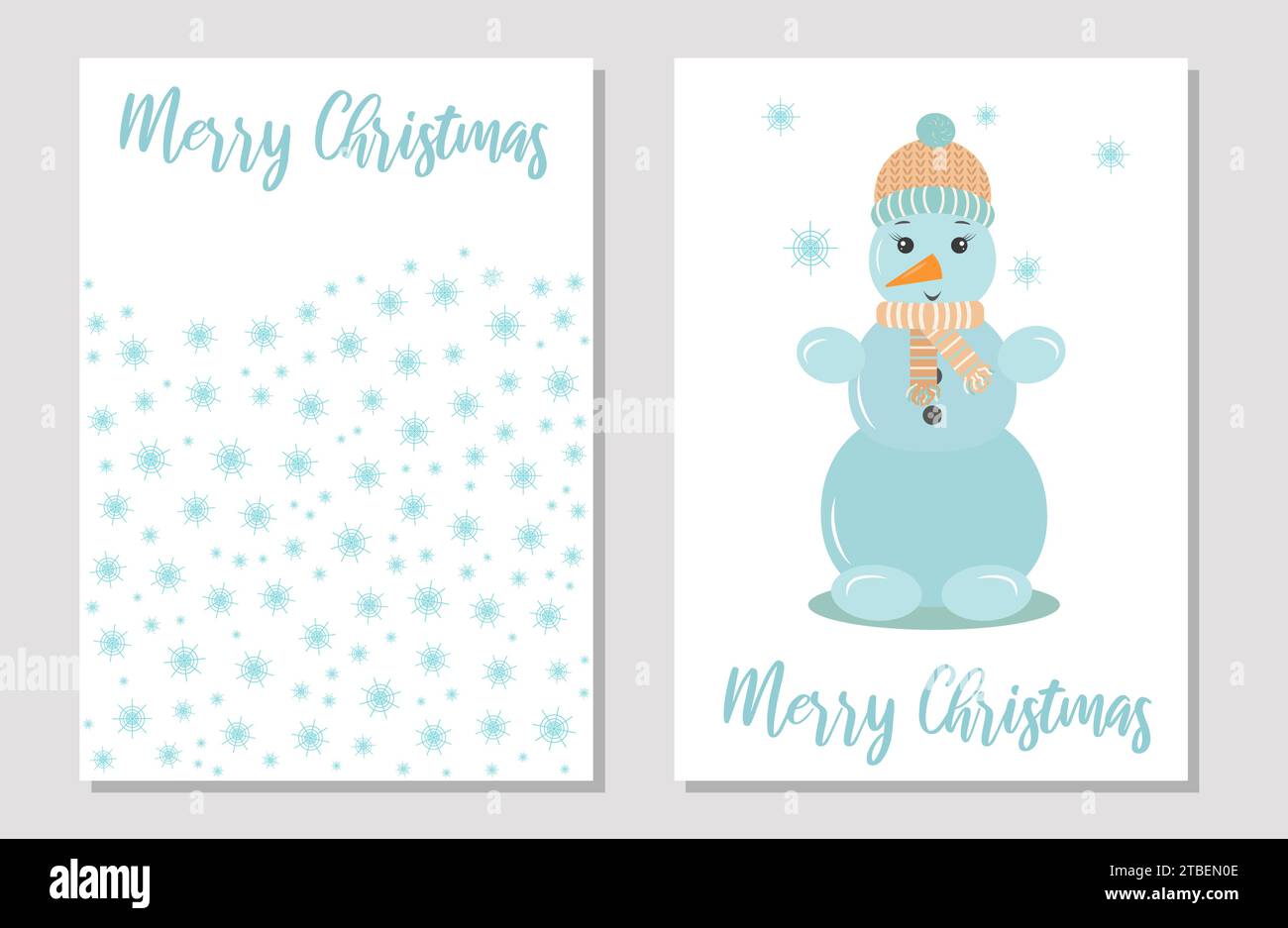 Niedliche lustige Schneemannsgrußkarte Vorlage. Vektorabbildung. Stock Vektor