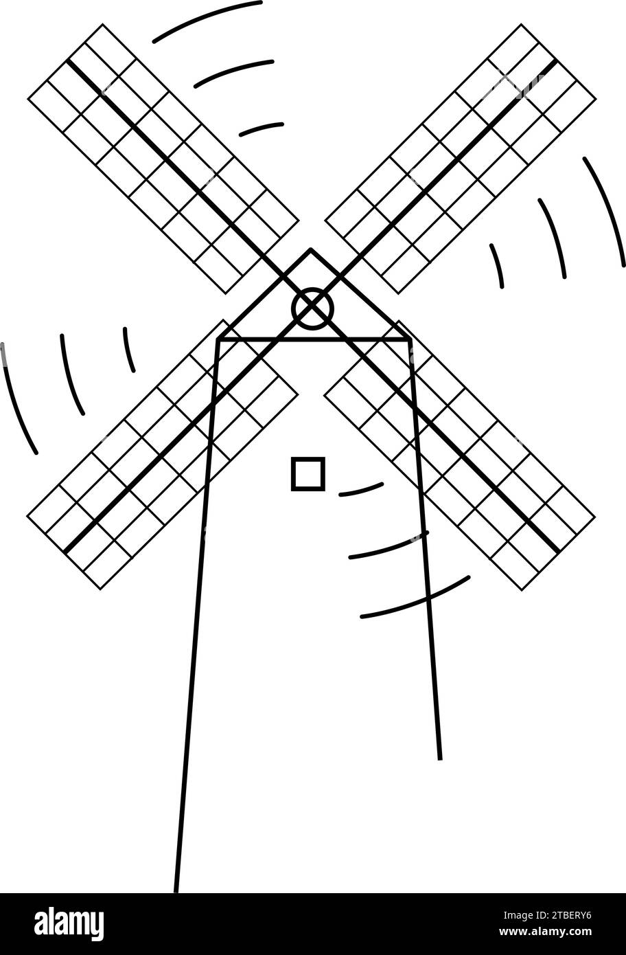 Isolierte Umrisse eines Wahrzeichens der Windmühle Vektor Stock Vektor