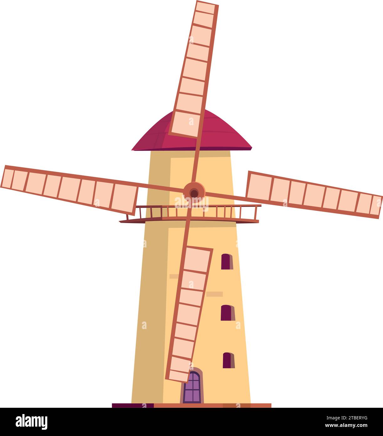 Isolierte farbige Windmühle Wahrzeichen Symbol Vektor Stock Vektor