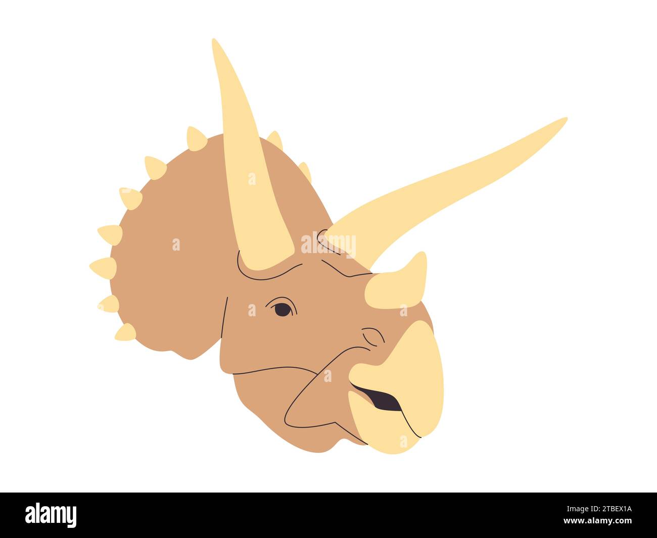 Kopf Dinosaurier triceratops mit langen Hörnern wilde Natur prähistorische ausgestorbene große starke Kreatur Stock Vektor