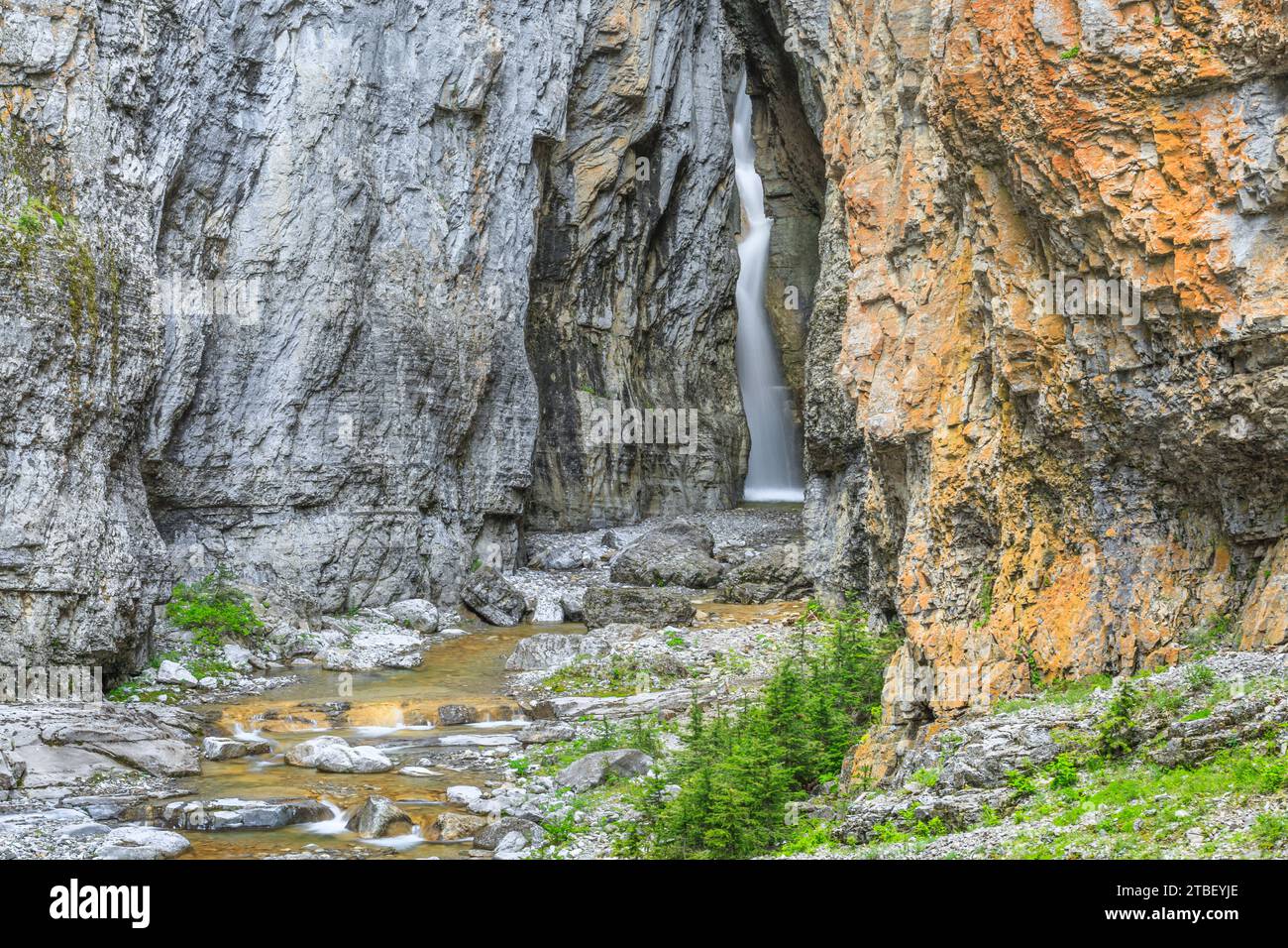 Muddy Creek Canyon und Wasserfällen entlang der felsigen Berg in der Nähe von Bynum, montana Stockfoto