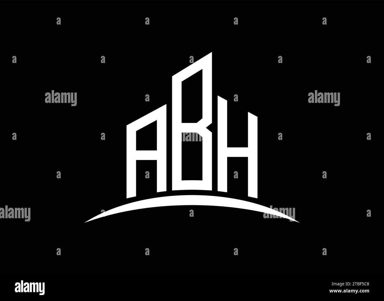 Letter ABH Building Vector Monogramm Logo Design Vorlage. ABH-Logo in Gebäudeform. Stock Vektor