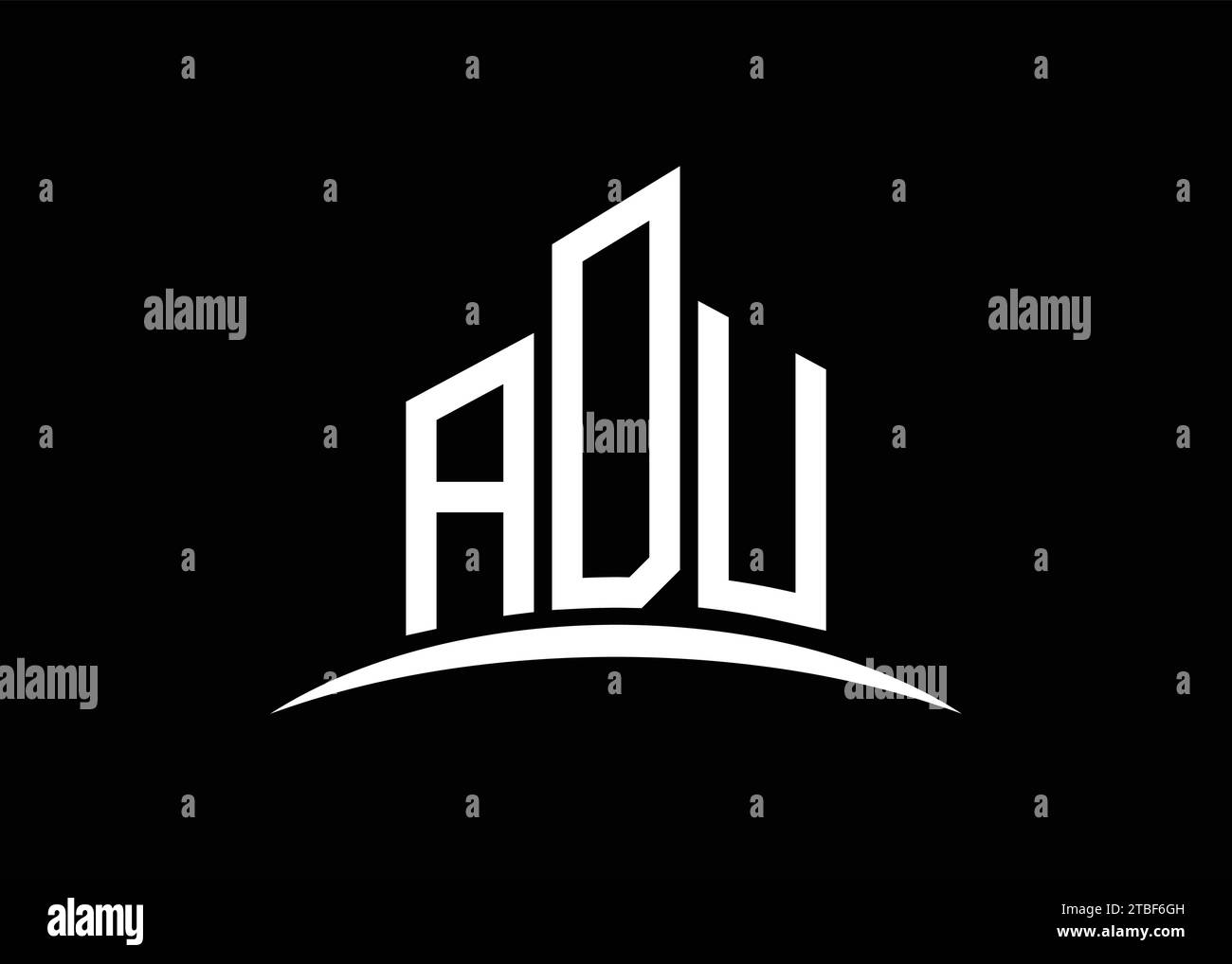 Letter ADU Building Vector Monogramm Logo Design Vorlage. Building Shape ADU-Logo. Stock Vektor