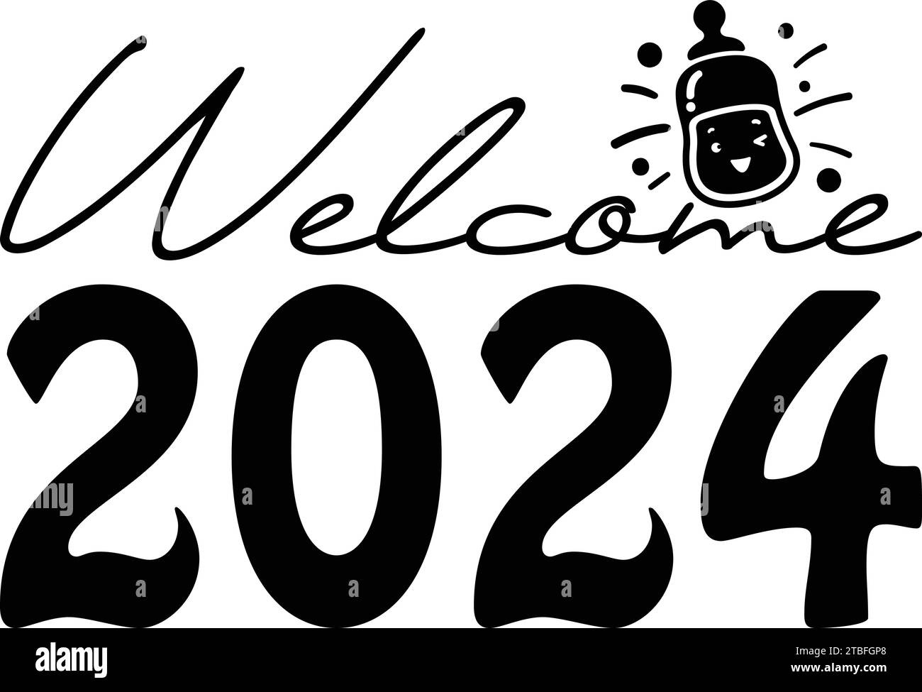 Willkommen 2024, Celebrity T-Shirt Design Stock Vektor