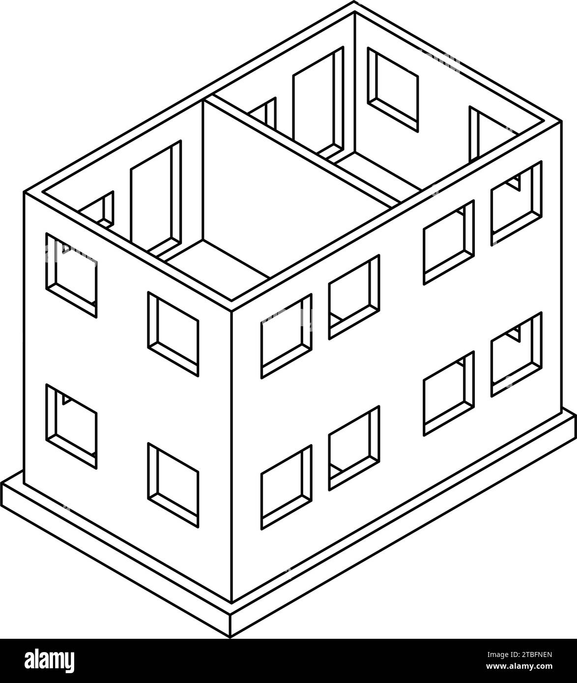 Stahlbetonwandkonstruktion (RC), isometrische Abbildungen von Gebäudestrukturen, Vektorillustration Stock Vektor