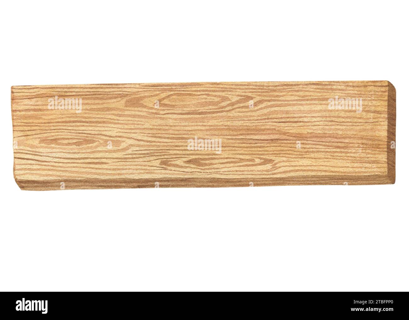 Aquarellabbildung von Holzstruktur, Holzplanke oder Zeiger isoliert. Handgefertigt. Stockfoto