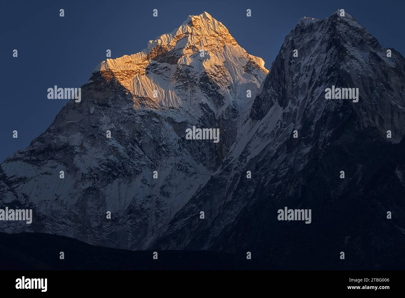 Abendlicht auf Ama Dablam, Nepal. Stockfoto