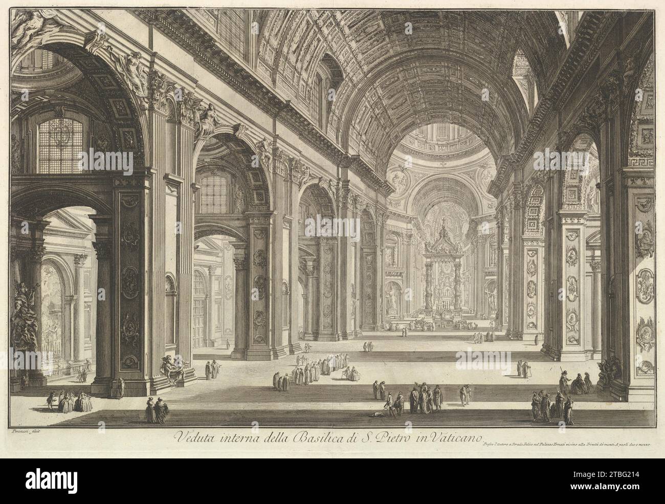 Innenansicht der St.. Petersdom im Vatikan, aus Vedute di Roma (römische Ansichten) 1972 von Giovanni Battista Piranesi Stockfoto