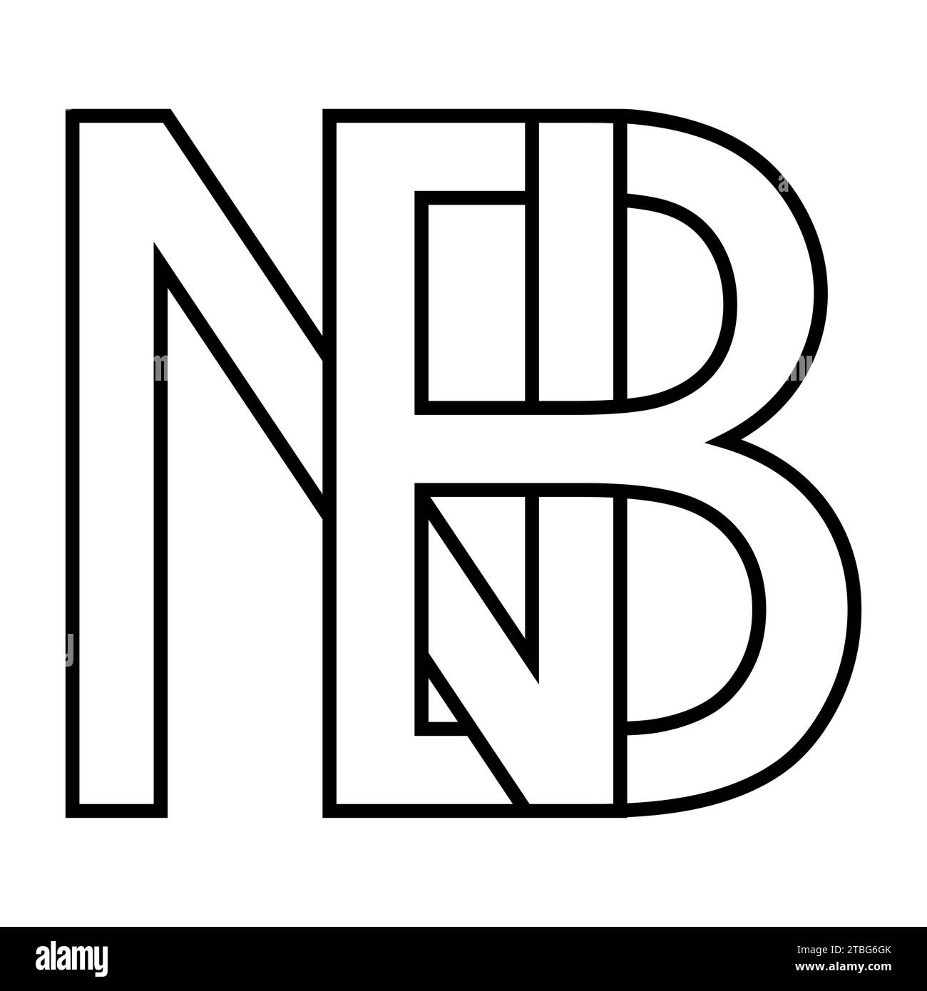 Logozeichen nb Bn, Symbol Doppelbuchstaben Logotyp n b Stock Vektor