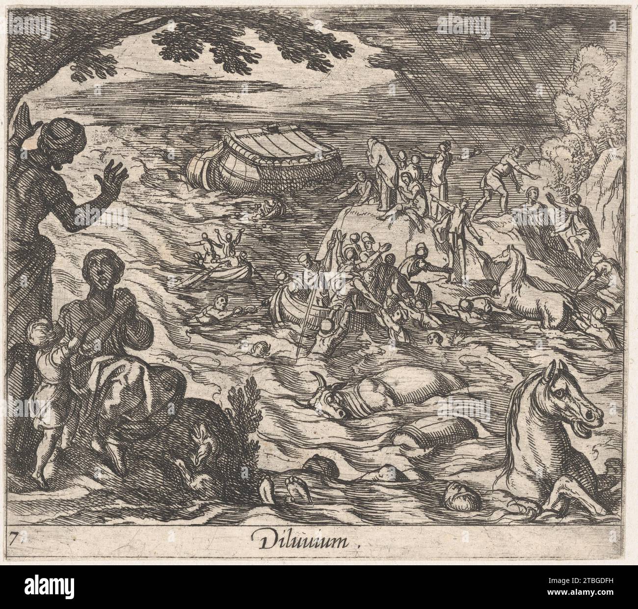 Platte 7: Die Flut (Diluvium.), aus Ovids 'Metamorphosen' 1951 von Antonio Tempesta Stockfoto