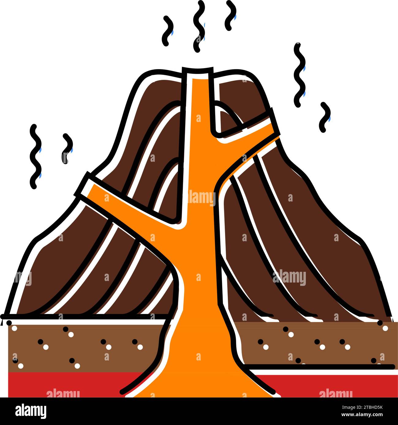 Vektordarstellung des Stratovolcano Lava-Farbsymbols Stock Vektor