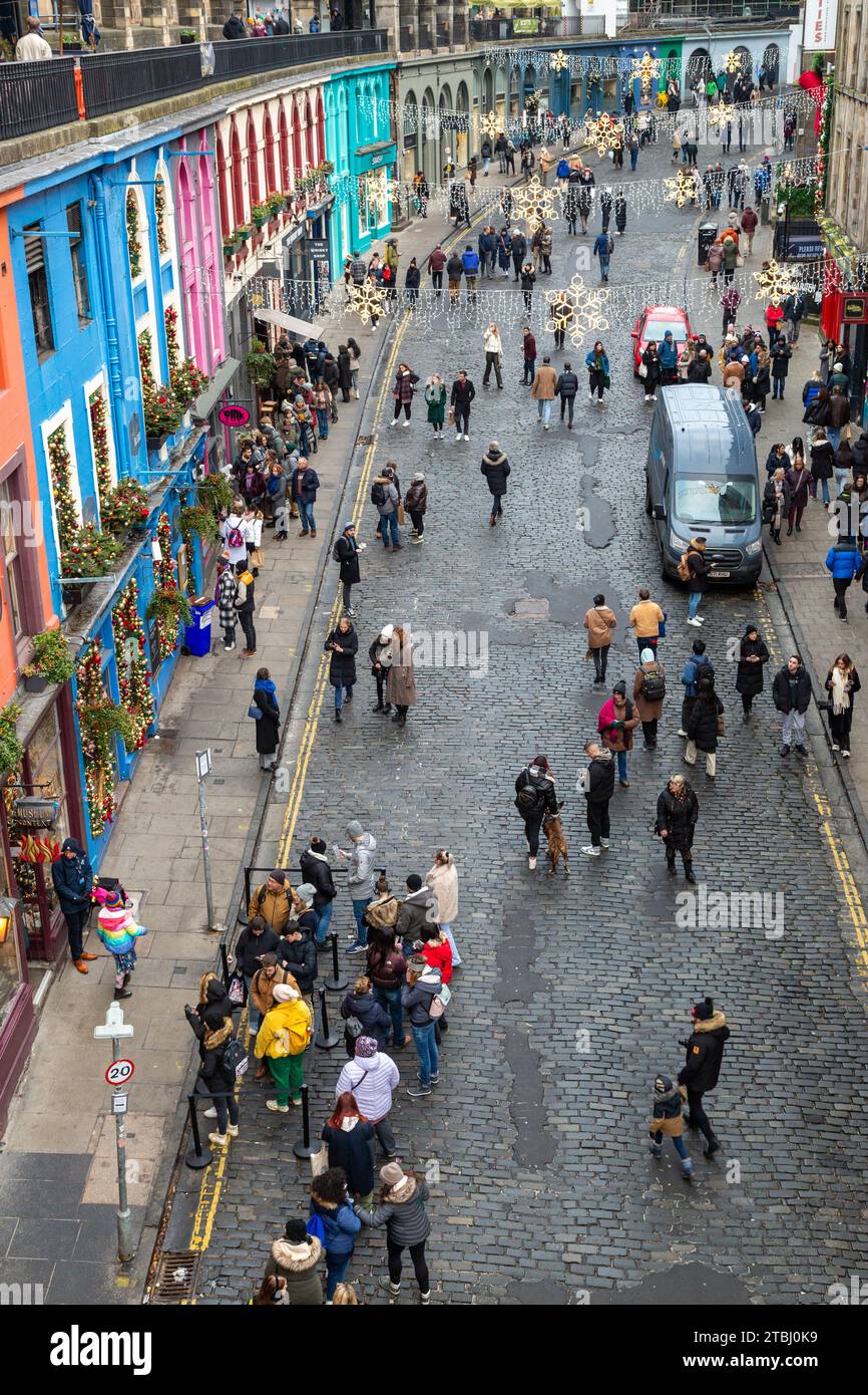 Victoria Street / West Bow eine berühmte Einkaufsstraße in Edinburgh Stockfoto
