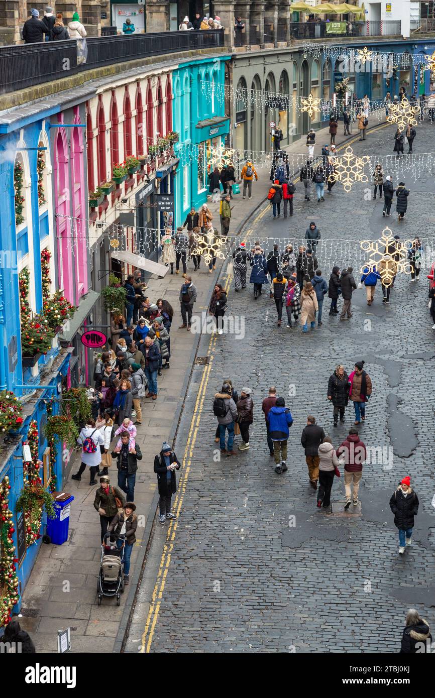 Victoria Street / West Bow eine berühmte Einkaufsstraße in Edinburgh Stockfoto