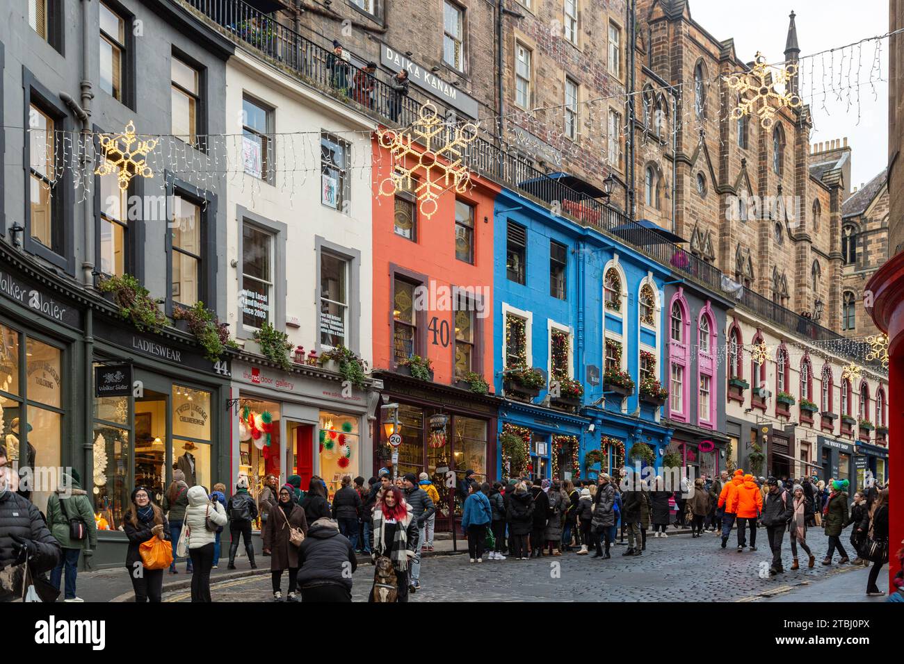 Victoria Street / West Bow eine berühmte Einkaufsstraße in Edinburgh Stockfoto