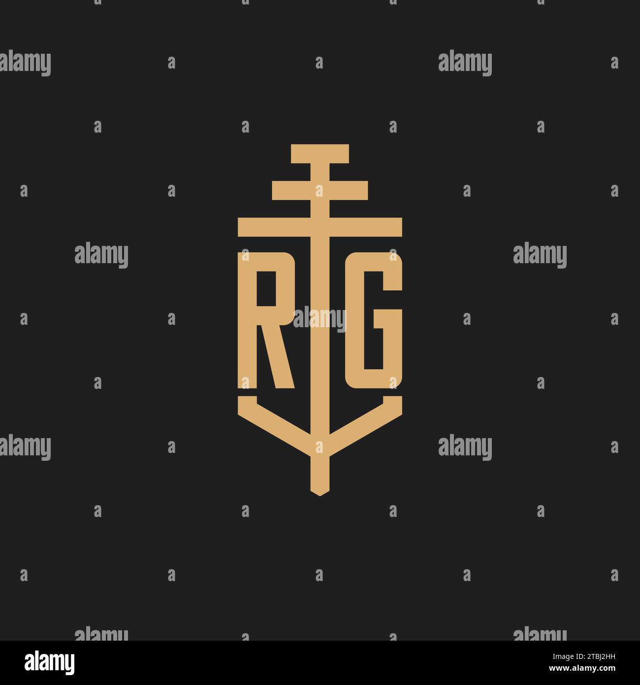 RG Initial Logo Monogramm mit Säulen-Symbol Design Vektor, Anwaltskanzlei Logo Design Inspiration Stock Vektor