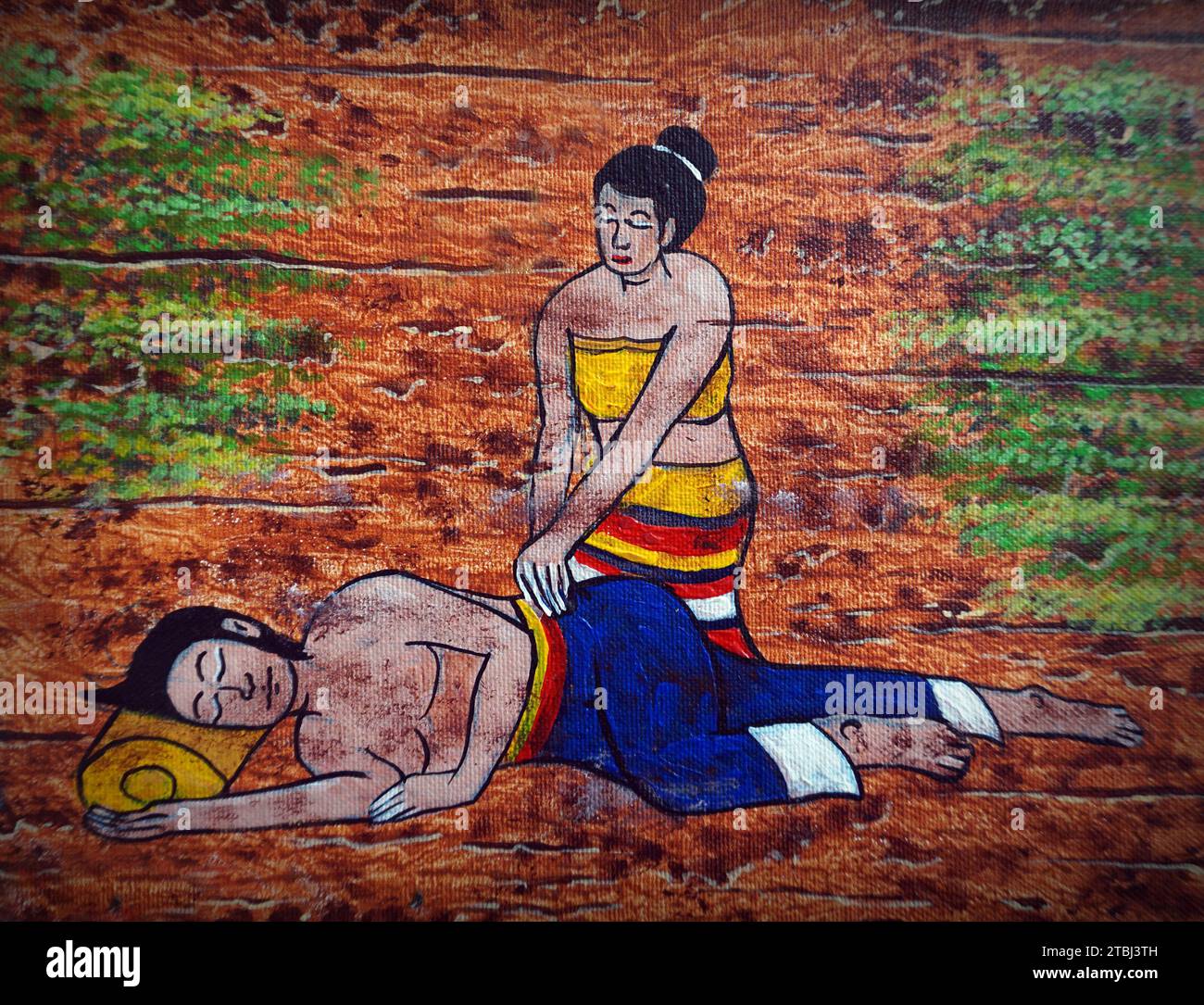 Kunst Malerei Ölfarbe Spa Massage aus Thailand Stockfoto