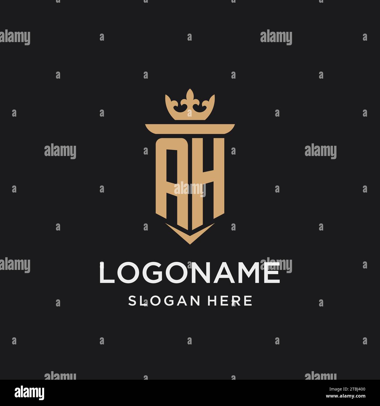 AH-Monogramm mit mittelalterlichem Stil, Luxus und eleganten Design-Ideen Stock Vektor