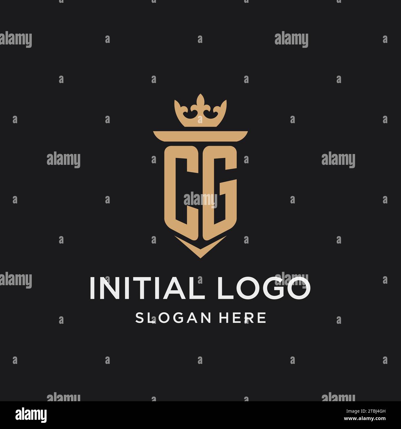 CG-Monogramm mit mittelalterlichem Stil, Luxus und eleganten Design-Ideen Stock Vektor