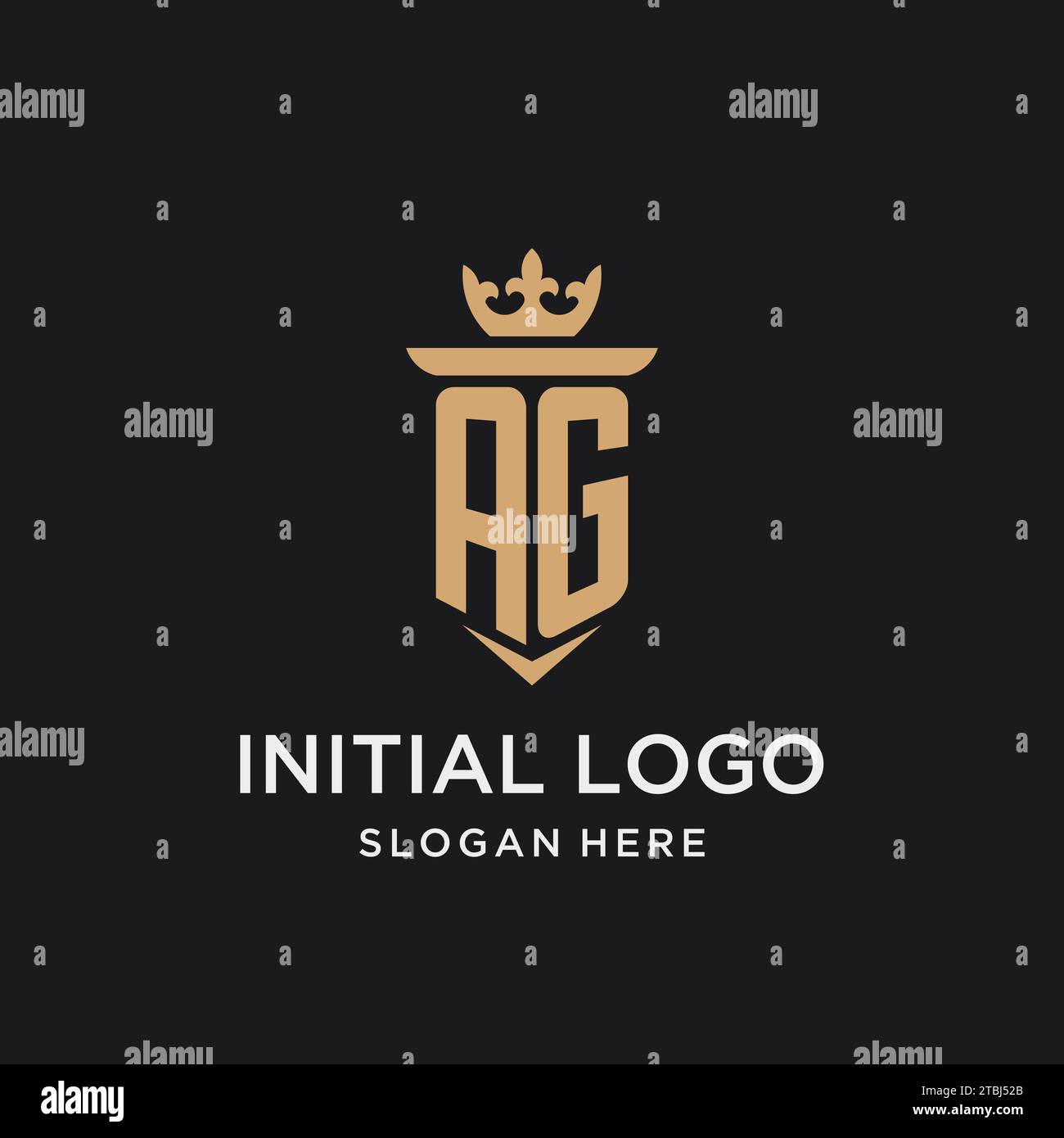 AG-Monogramm mit mittelalterlichem Stil, Luxus und eleganten Design-Ideen Stock Vektor