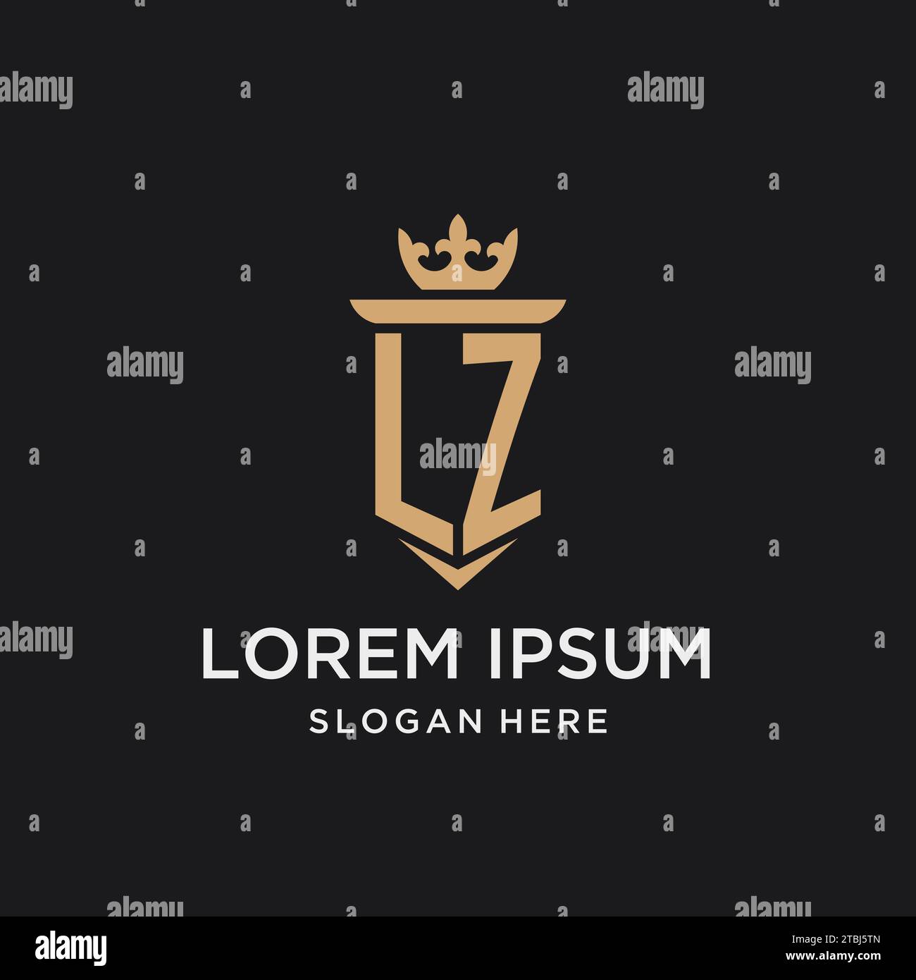 LZ-Monogramm mit mittelalterlichem Stil, Luxus und eleganten Design-Ideen Stock Vektor
