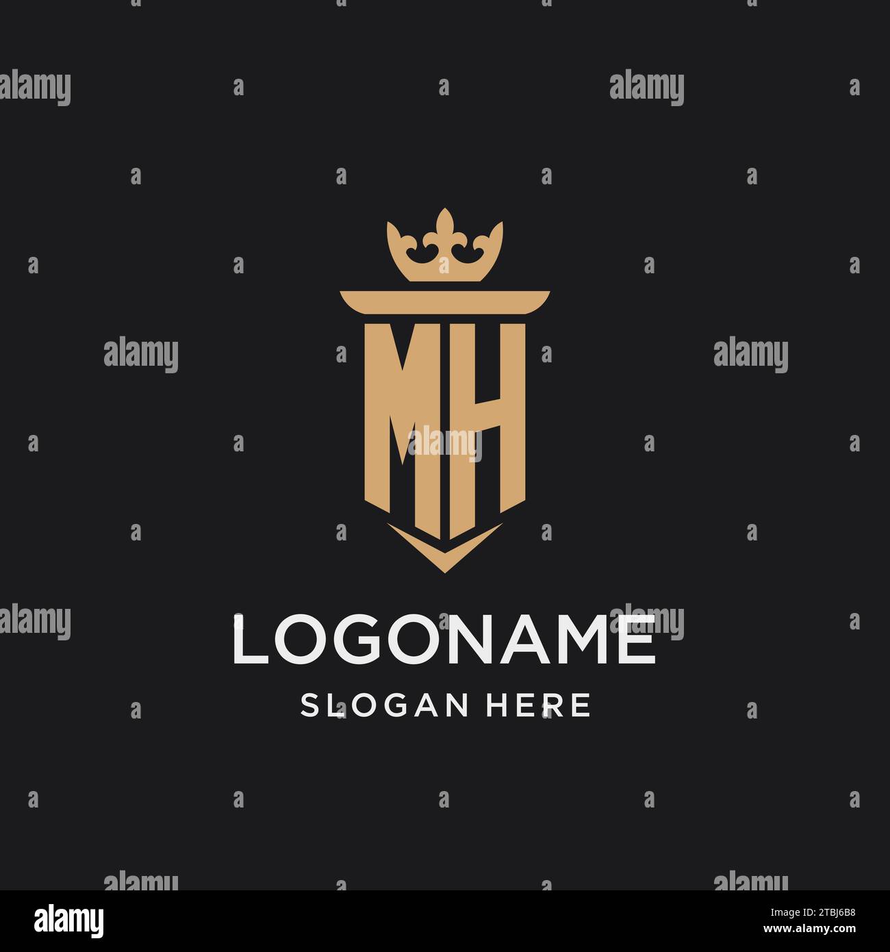 MH-Monogramm mit mittelalterlichem Stil, Luxus und eleganten Design-Ideen Stock Vektor