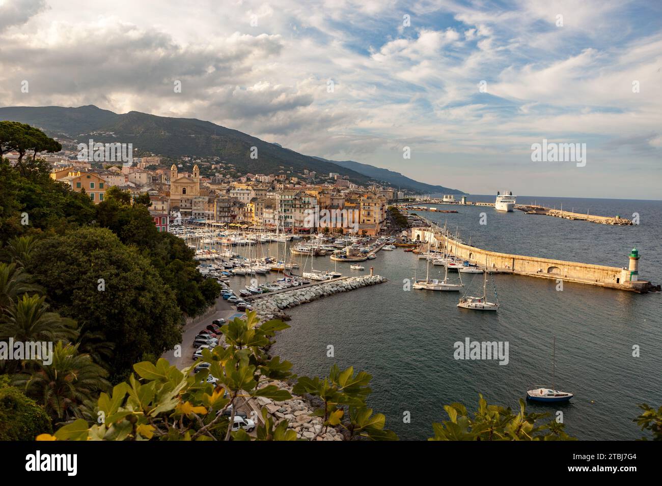 Blick auf den alten Hafen von Bastia, Korsika, Frankreich Stockfoto