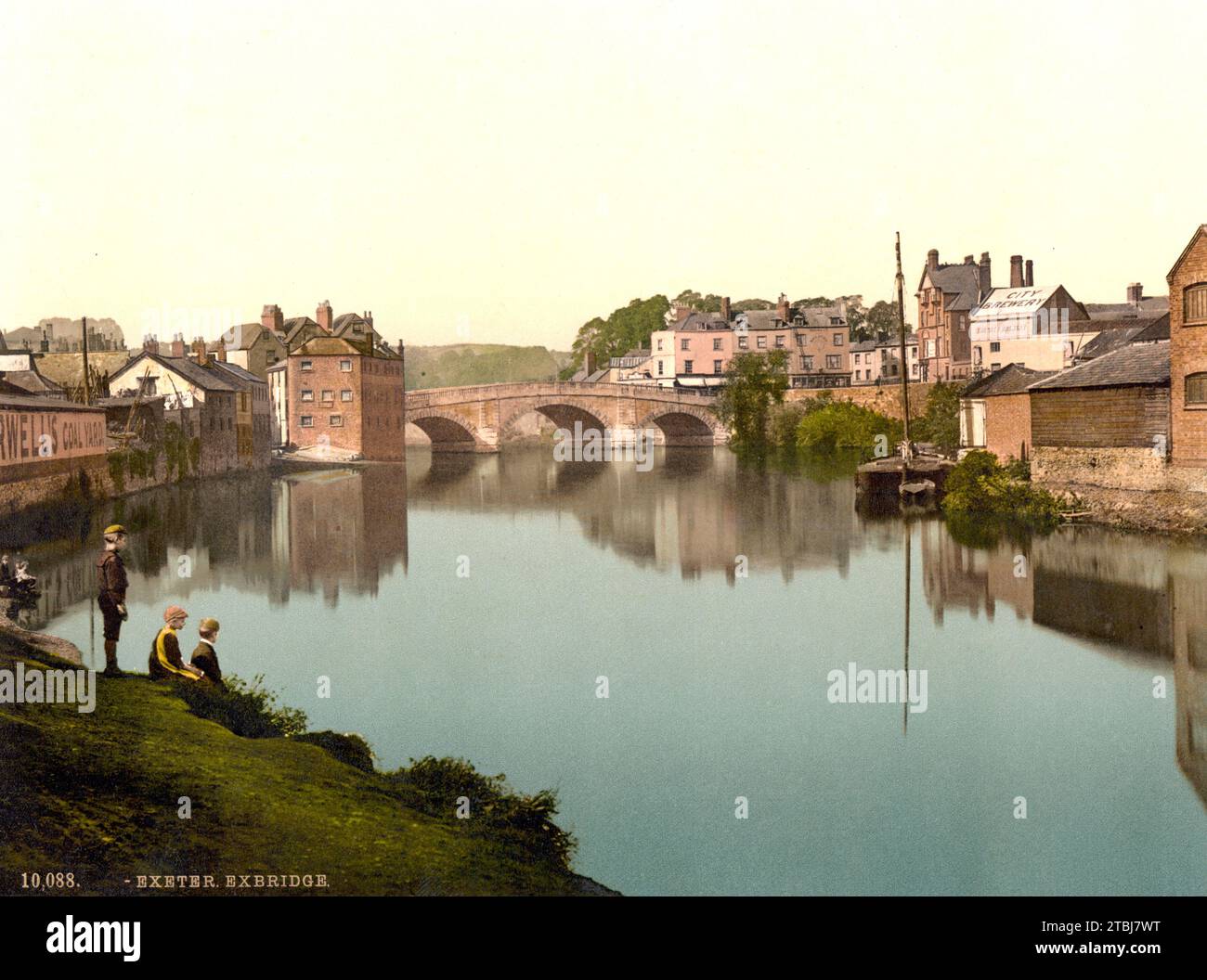 The Exbridge at Exeter, Hauptstadt der Grafschaft Devon im Südwesten England, CA 1895, England, Historisch, digital restaurierte Reproduktion von einer Vorlage aus dem 19. Jahrhundert / The Exbridge at Exeter, Hauptstadt der Grafschaft Devon im Südwesten Englands, CA 1895, England, historische, digital restaurierte Reproduktion eines Originals aus dem 19. Jahrhundert Stockfoto