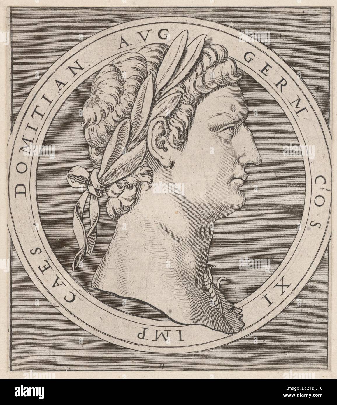 Domitian, aus den zwölf Caesars, aus dem Speculum Romanae Magnificentiae 1941 von Marcantonio Raimondi Stockfoto