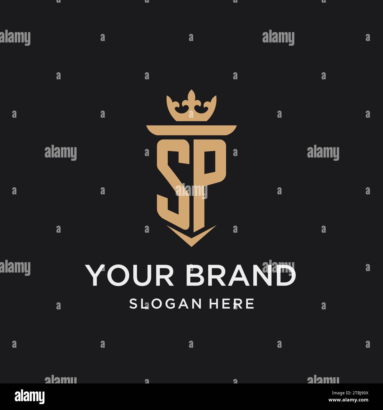 SP-Monogramm mit mittelalterlichem Stil, Luxus und eleganten Design-Ideen Stock Vektor