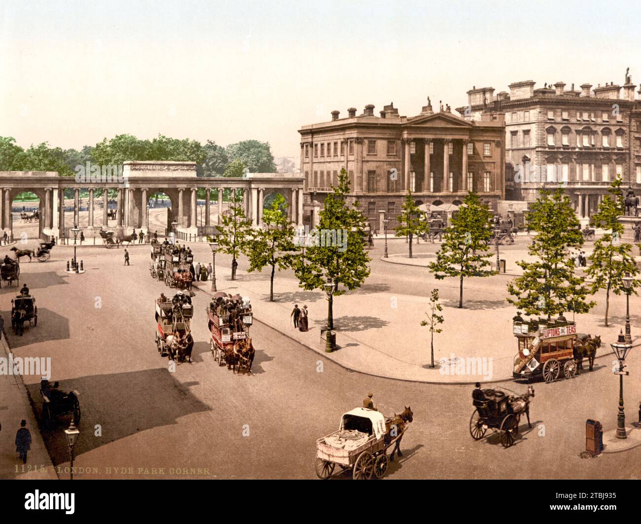 Hyde Park Corner, London, CA 1895, England, Historisch, digitale restaurierte Reproduktion von einer Vorlage aus dem 19. Jahrhundert / Hyde Park Corner, London, CA 1895, England, Historic, digital restaurierte Reproduktion eines Originals aus dem 19. Jahrhundert Stockfoto