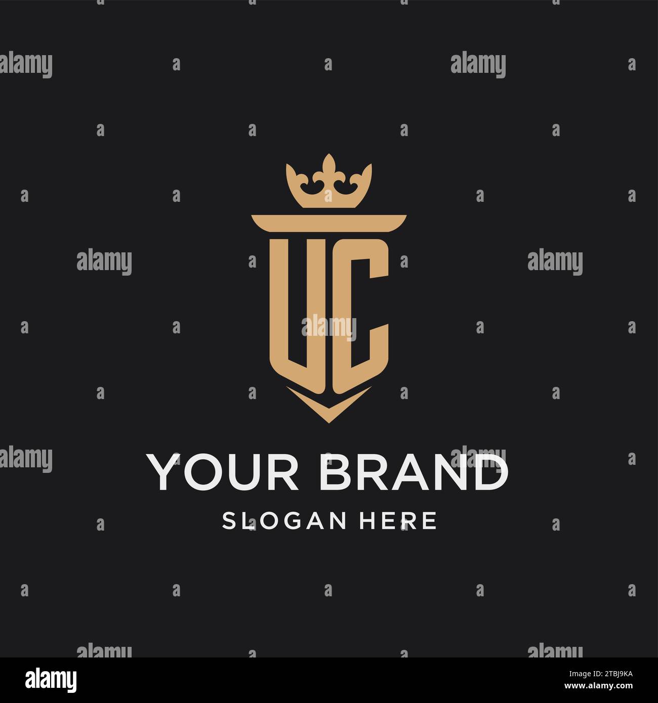 UC-Monogramm im mittelalterlichen Stil, Luxus und elegante Design-Ideen für das erste Logo Stock Vektor