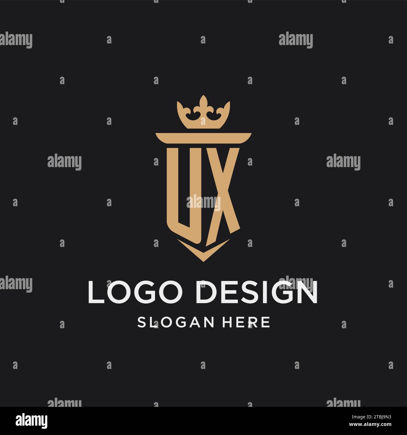 UX-Monogramm mit mittelalterlichem Stil, Luxus und eleganten Design-Ideen Stock Vektor