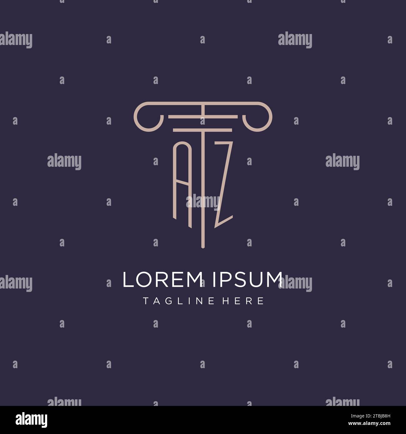 AZ Initial mit Säulen-Logo-Design, Design-Ideen für luxuriöse Anwaltskanzleien Stock Vektor