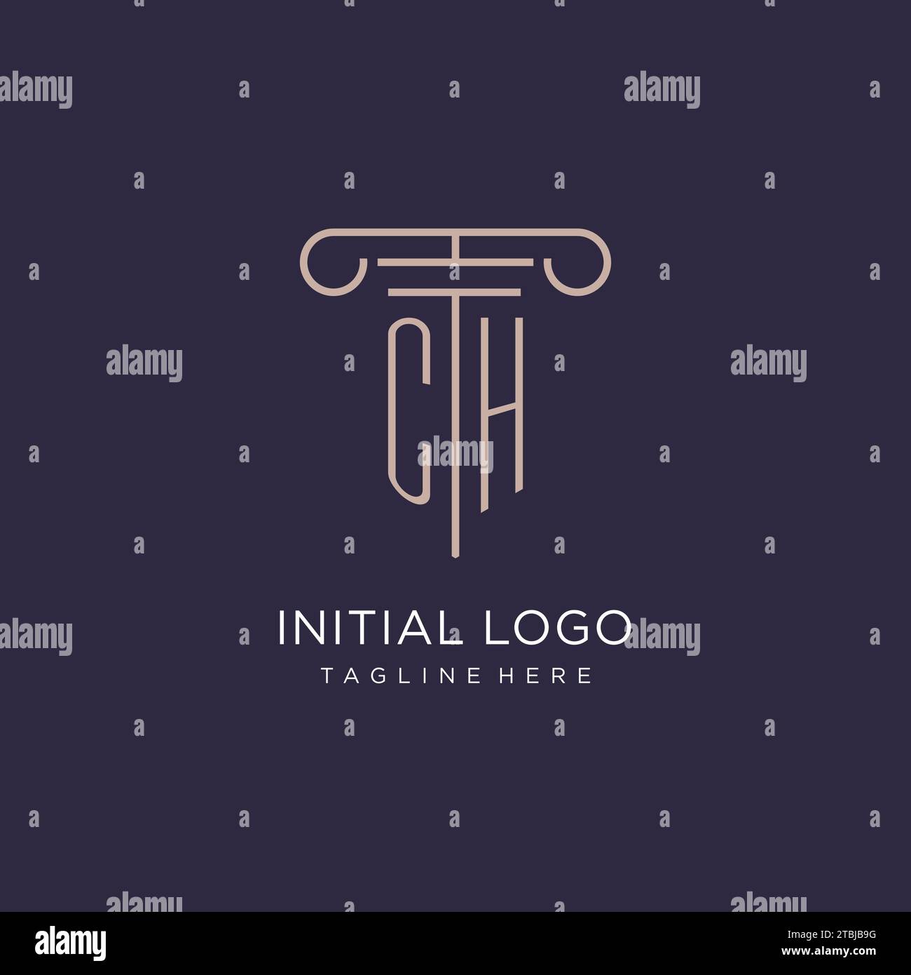 CH Initial mit Säulen-Logo, Design-Ideen im Stil des luxuriösen Anwaltsbüros Stock Vektor