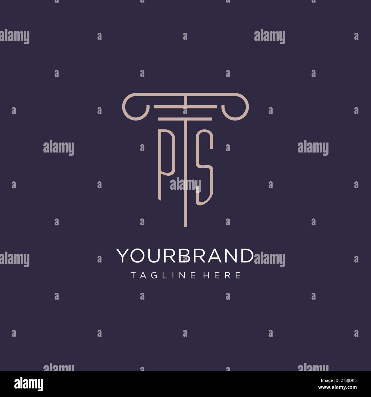 PS Initial mit Säulen-Logo, Design-Ideen im Stil des luxuriösen Anwaltsbüros Stock Vektor